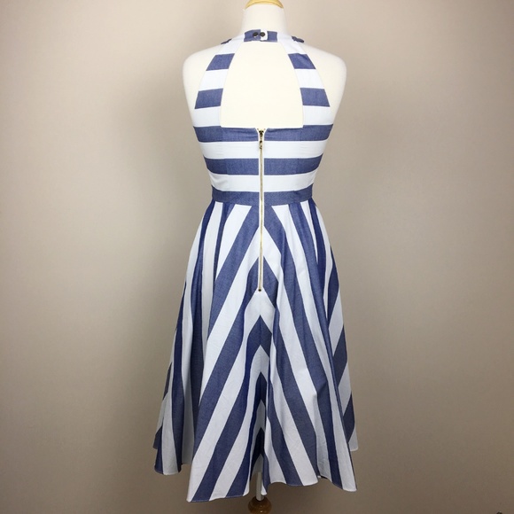 ELIZA J Cotton Striped Fit & Flare Chambray Dress - Picture 5 of 7